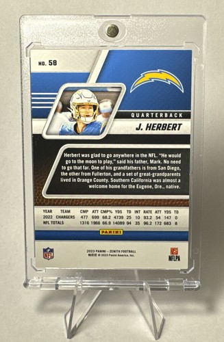 2023 Panini Zenith Football Justin Herbert 15/50 Purple 2nd Down - Picture 2 of 2