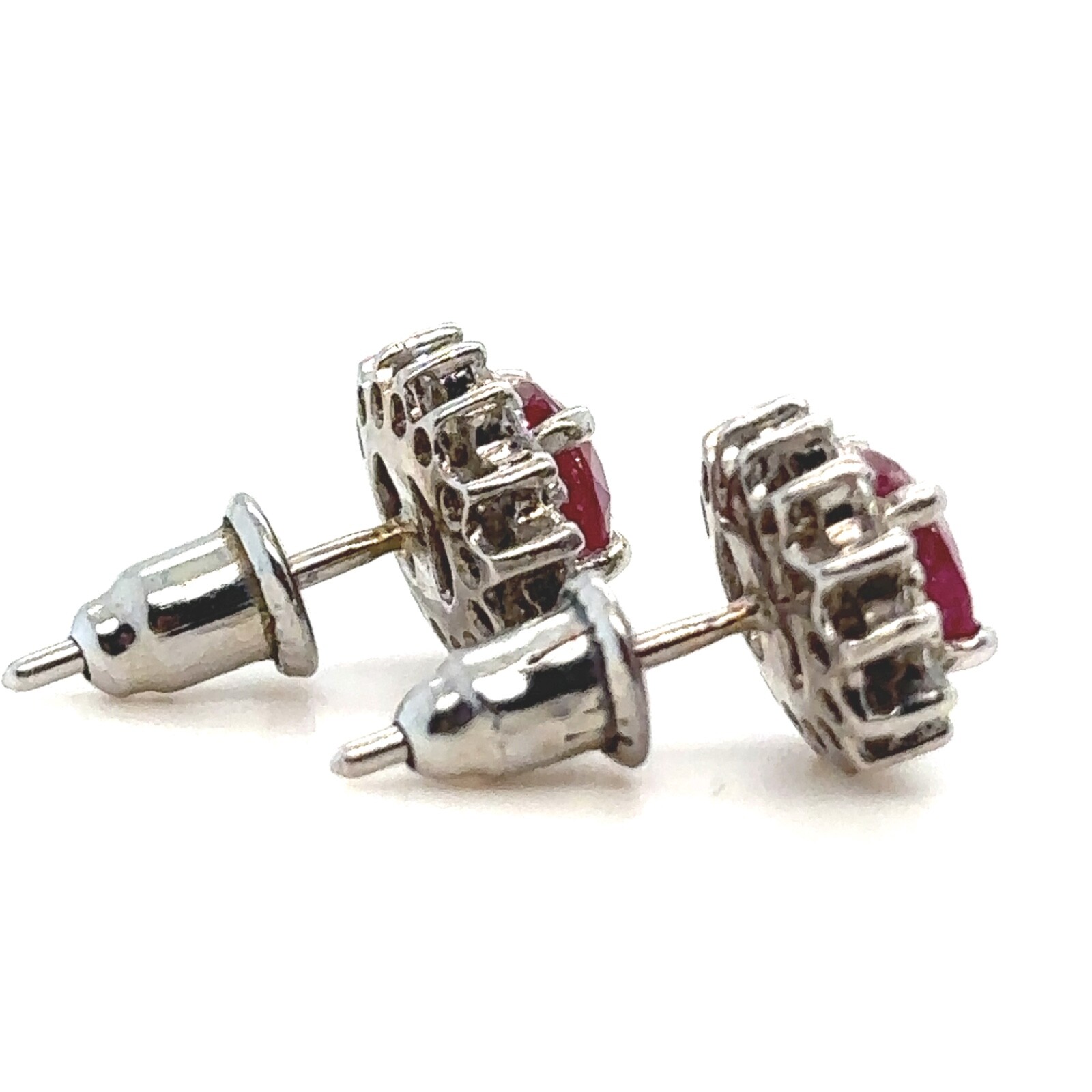 Authentic Bespoke Ruby & Diamond Oval Cluster Ear… - image 6