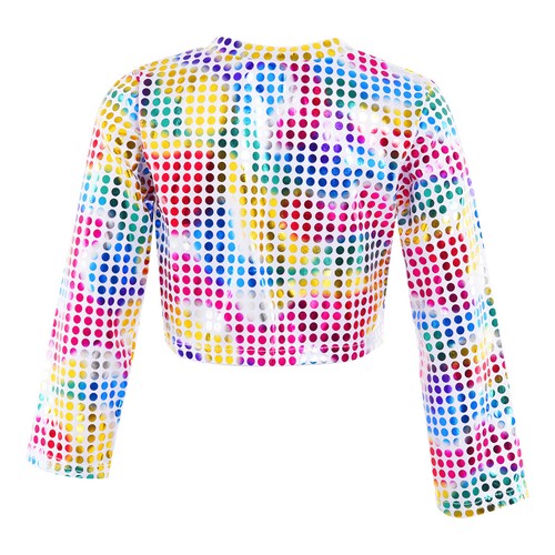 Boys Girls Hiphop Dance Crop Top Sequins Glitter T-shirt Stage Performance Tops - Picture 41 of 45