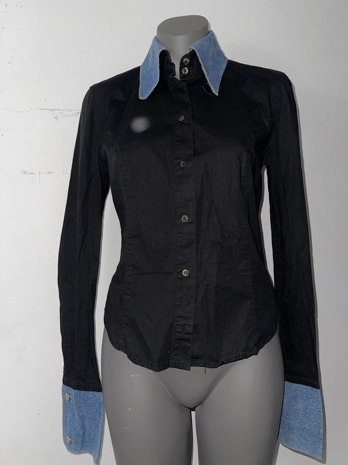 john richmond  Denim Vtg shirt Woman’s Stretch Cotton Black Made In italy  44/IT image 10