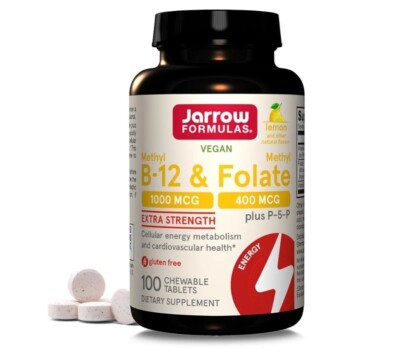 Jarrow Formulas Extra Strength Methyl B-12 1000 mcg & Methyl Folate 400 mcg +...