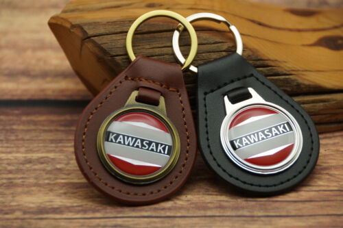 RARE Vtg 70s KAWASAKI ATV UTV MOTORCYCLE GENUINE Leather Key Chain Ring Fob NOS