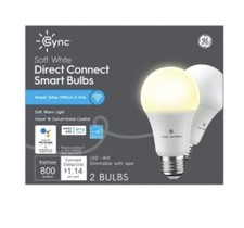  C by GE Direct Connect Soft White A19 Smart LED Light Bulbs 2-Pack NEW