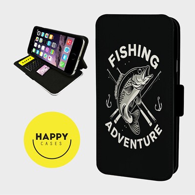 ANGELN ABENTEUER ANGELN - Kunstleder Klapp Handy Hülle Cover - iPhone/Samsung