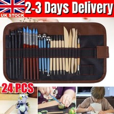24Pcs Potter Clay Tools Sculpture Carving Knife DIY Point Drill Pen Tool Kit Set