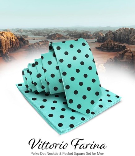 Corbata de satén a lunares Vittorio Farina para hombre y cuadrado de bolsillo en caja de regalo - Imagen 2 de 43