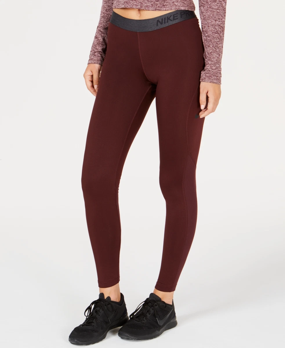 Nike Womens Pro Warm Leggings Burgundy XS