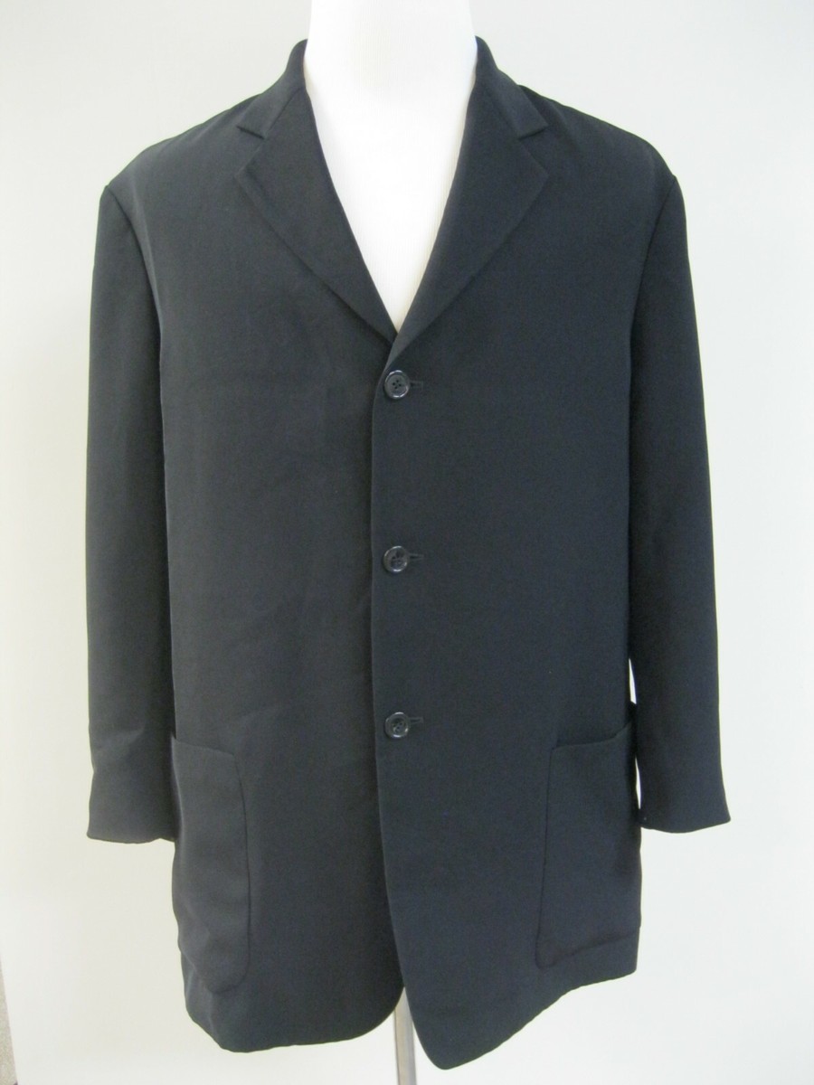 Donna Karan Signature Women's Long Black Notch Collar Jacket Blazer Large EUC