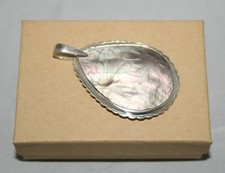 Silpada Sterling Silver Earthy Elegance Etched Lip Shell Teardrop Pendant S2236