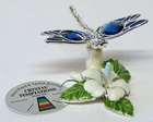 4353 Silver Dragonfly with Lily Enameled Swarovski Stones Crystal 9cm