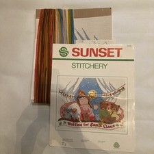 Vintage Sunset Stitchery 2055  waiting For Santa  Embroidery Kit NEW Opened