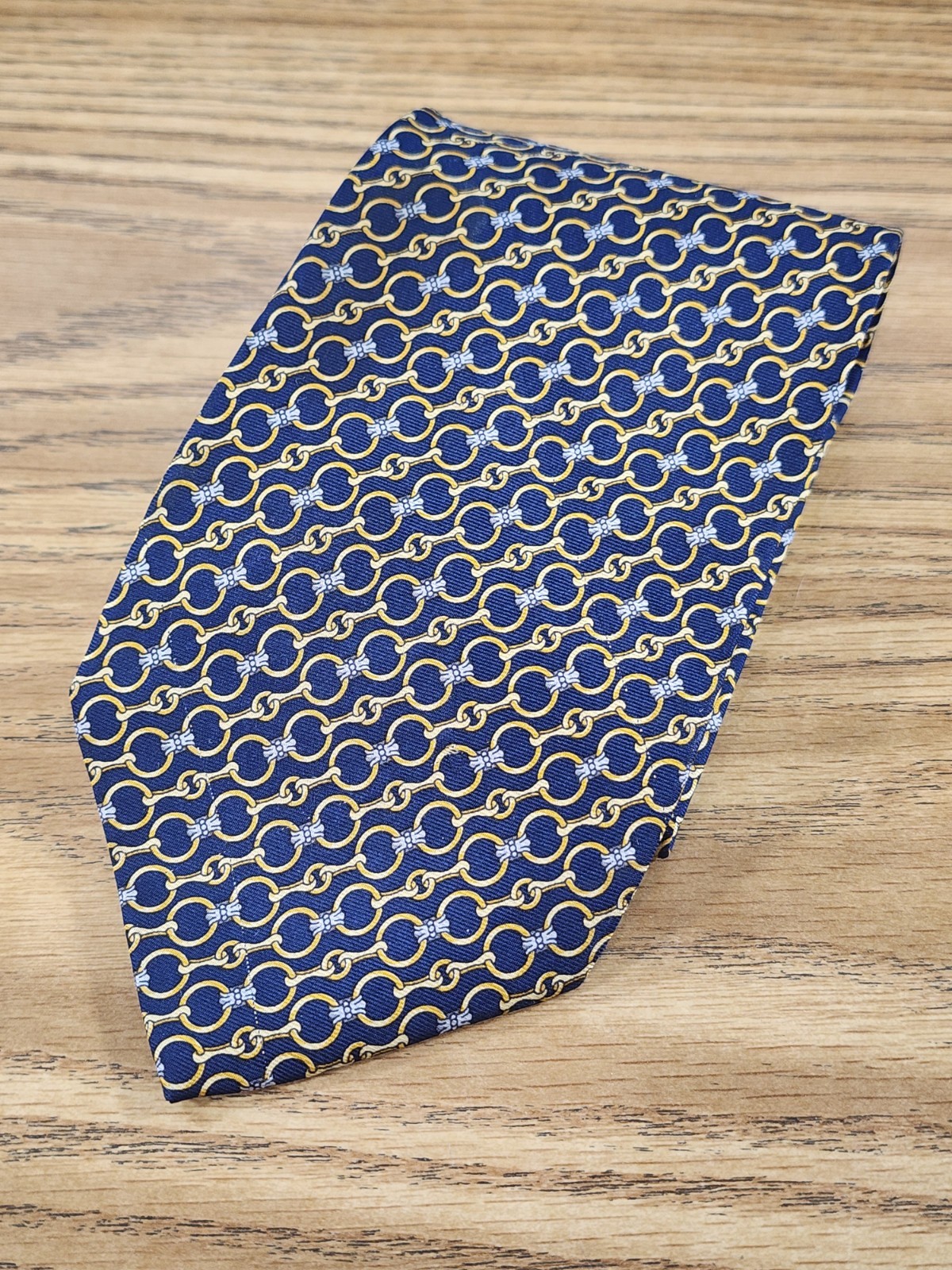 Paolo Designed by Paolo Gucci Silk Necktie Gold/Blue, Italy