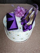 Roland Cartier Heels Clutch Bag fascinator Matching Set UK 5 Purple Womens
