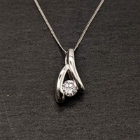 Silverly Sterling Silber Zirkonia Wishbone 46Cm Kette Halskette