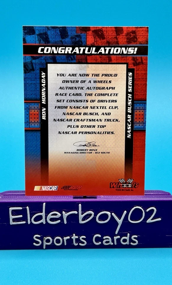 Ron Hornaday Auto On Card Authentic Autographs 2004 Wheels Racing Nascar - Image 2 of 2