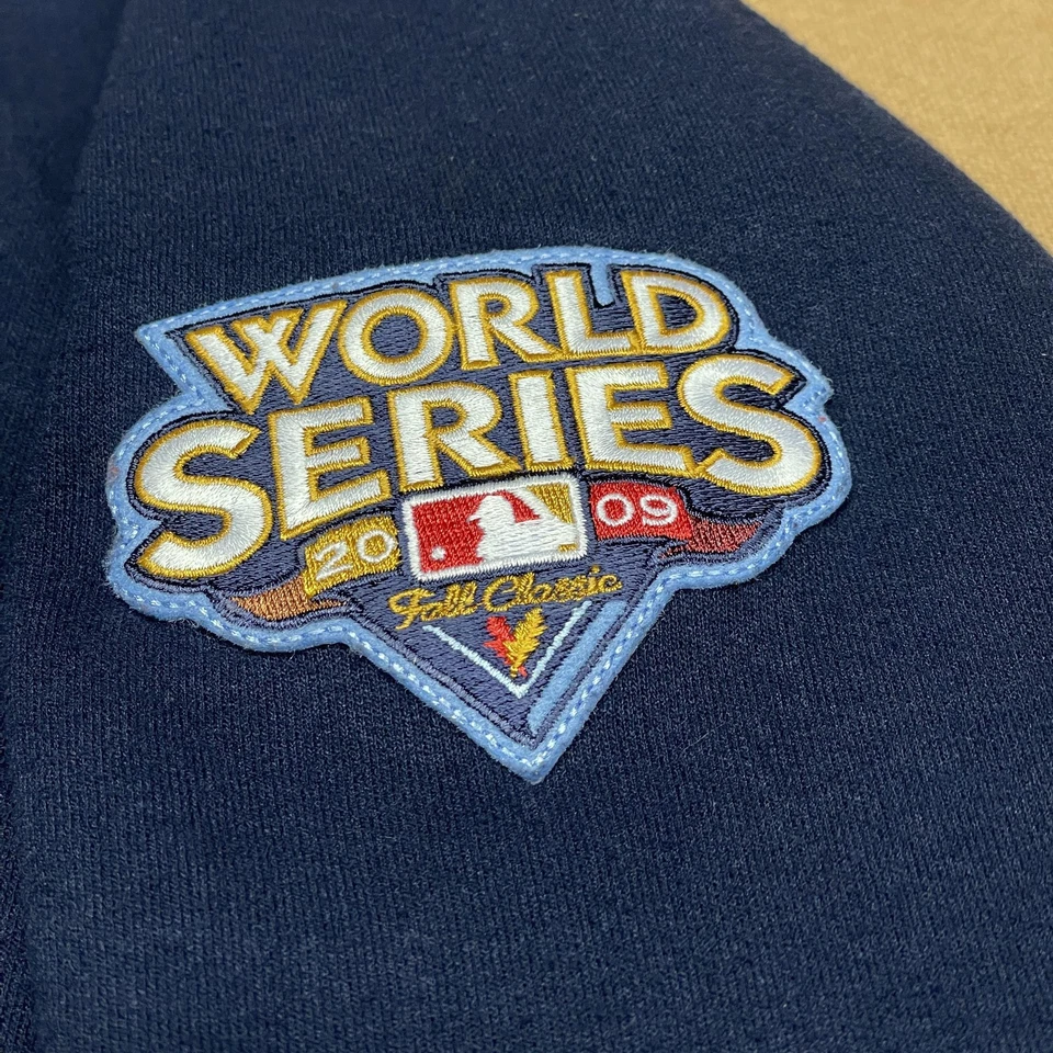 New York Yankees Hoodie Mens Medium Navy MLB Baseball 2009 World Series Patch - Image 3 of 4