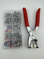 100 Pcs 9.5mm Metal Snap Fasteners Kit w/ Pliers Color Buttons Fabric Craft Sewi