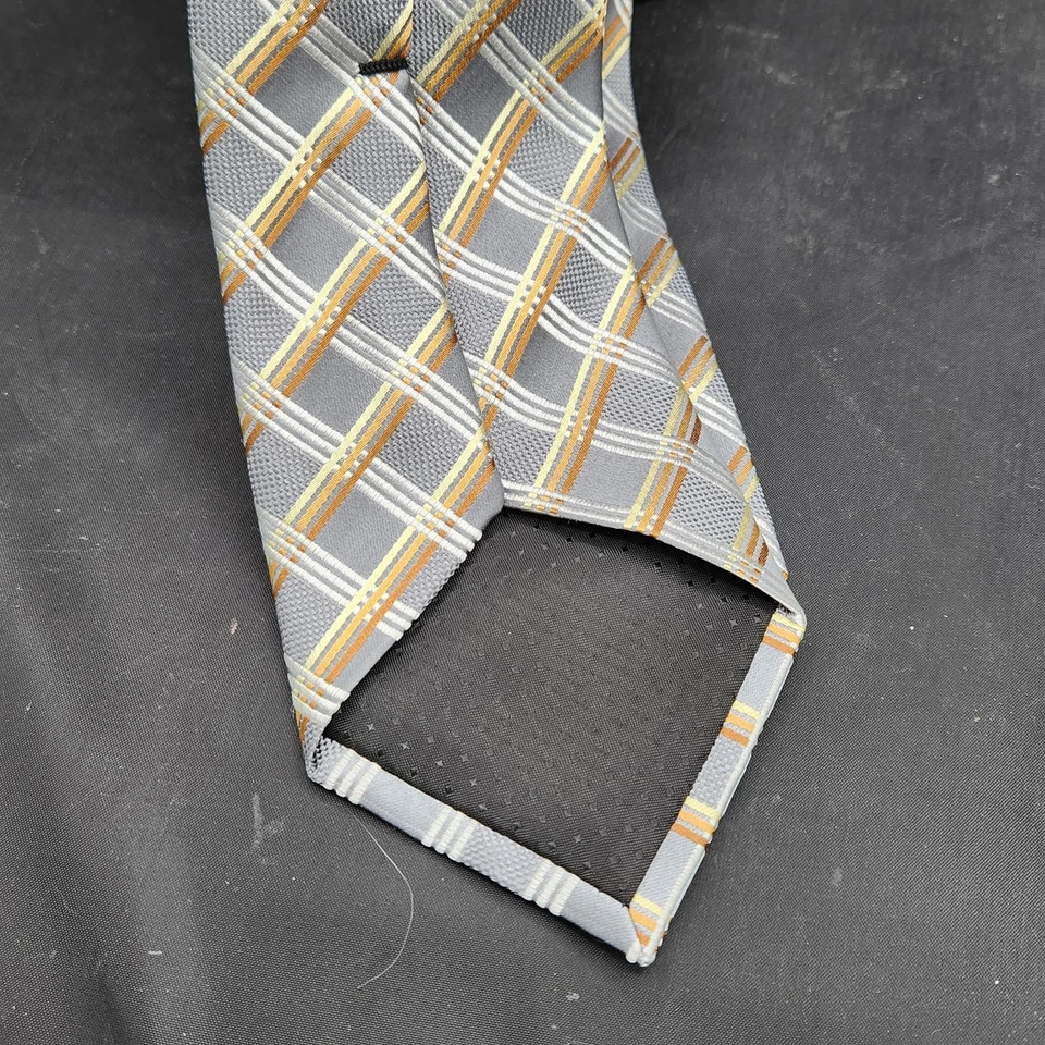 Corbata para hombre Geoffrey Beene plata oro 3,25”x 58” seda diamantes hechos a mano Foto 4 de 4