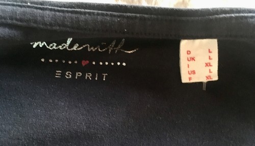 ESPRIT 95% ALGODÓN MANGA 3/4 TOP ~ AZUL MARINO ~ GRANDE ~ NUEVO - Imagen 4 de 10