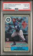 2022 TOPPS SILVER PACK 1987 CHROME PROMO UPDATE #T87C30 JULIO RODRIGUEZ RC PSA 8