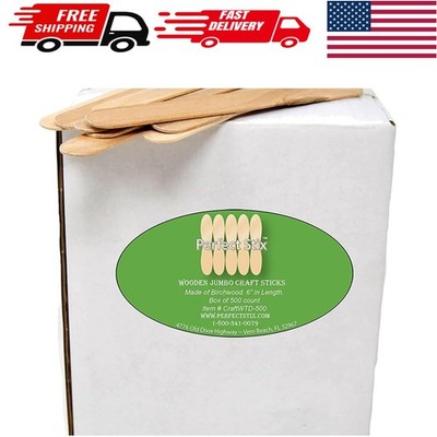 Versatile 6in Jumbo Craft Sticks Pack of 500 - Ideal for Crafts & DIY Projects