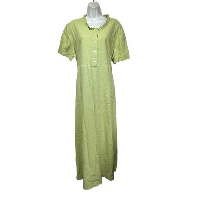 The Monterey clothing company Women s Green Linen Maxi Dress Size L Waist Tie
