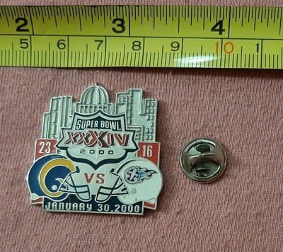 Super Bowl XXXIV 34 Final Score Lapel Pin St Louis Rams Vs Titans Football NFL