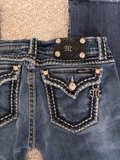 Miss Me Womens Dark Wash Low Rise Bootcut Str...