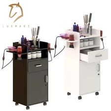 Black/White Salon Storage Cabinet Trolley Cart with Wheels Hair Beauty Station