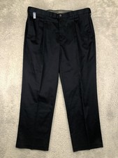 Haggar Pants Men's 40x30 Navy NWT Premium No Iron Stretch Khaki Pleated Classic