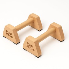 Wooden Push Up Bars   Solid Beechwood Parallettes with Ergonomic Wrist-Friend...