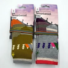 2 Pack Smartwool Women's Christmas gifts Hike Merino Wool Crew Socks Size Med