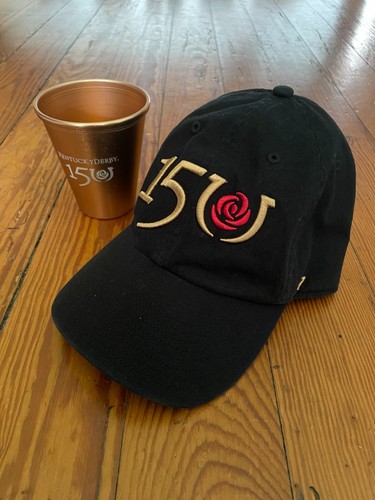 Cappello berretto a sfera marca Kentucky Derby 150th '47 2024 e coppa in metallo Woodford Reserve