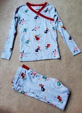 Hanna Andersson Ice Skating Pajama Set Organic Cotton Size 6-7