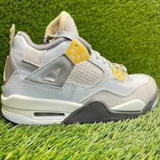 Nike Air Jordan 4 Retro Boys Size 4Y Dust Gray Athletic Leather Shoes Sneakers