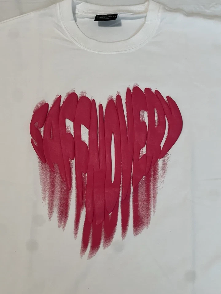 Унисекс Streetwear футболка неоновый розовый абстрактный графический принт, смелое заявление, белый - Изображение 2 из 4