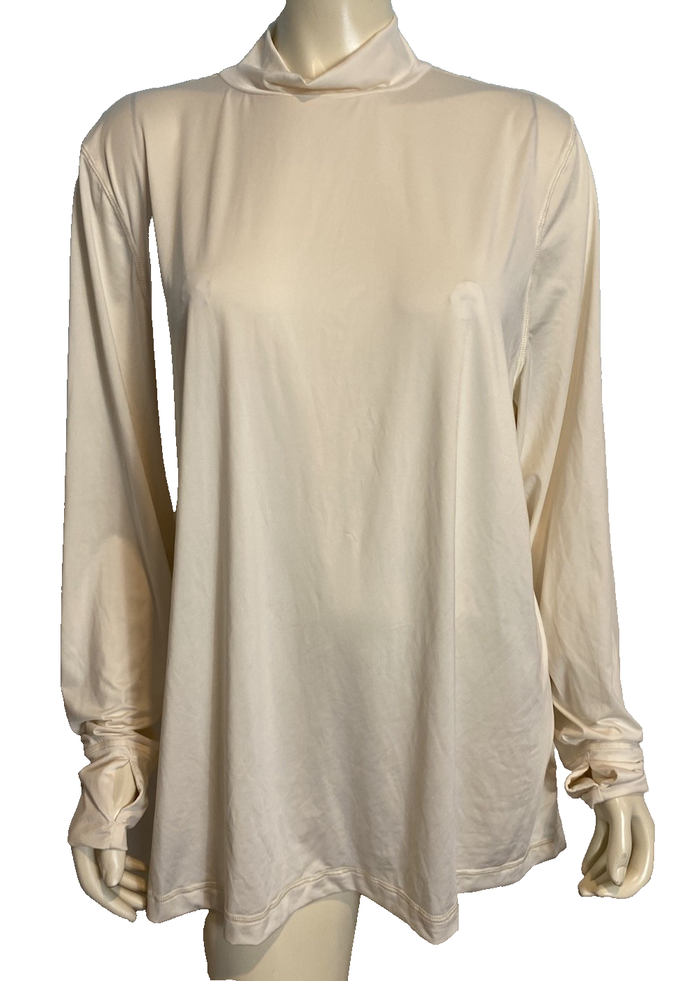 Lands' End Cream Mock Neck Long Sleeve Round Neck Top Size 3X