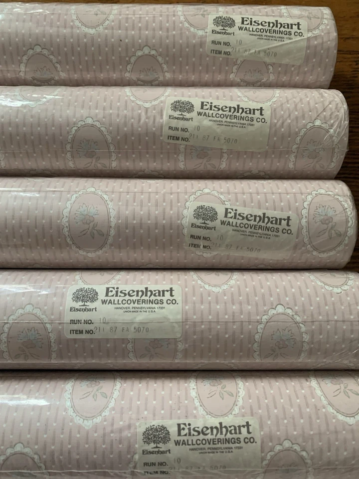 Lote de 10 Papel de Parede Eisenhart Vintage Casa de Campo Fazenda Rosa Azul Floral - Imagem 3 de 4