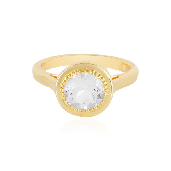 Cavill Ring WeißEr Topas 1,2Ct Rundschliff 925 Silber Gelbvergoldet Damen-image