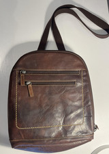 Jack Georges Leather Sling Backpack Bag Brown...