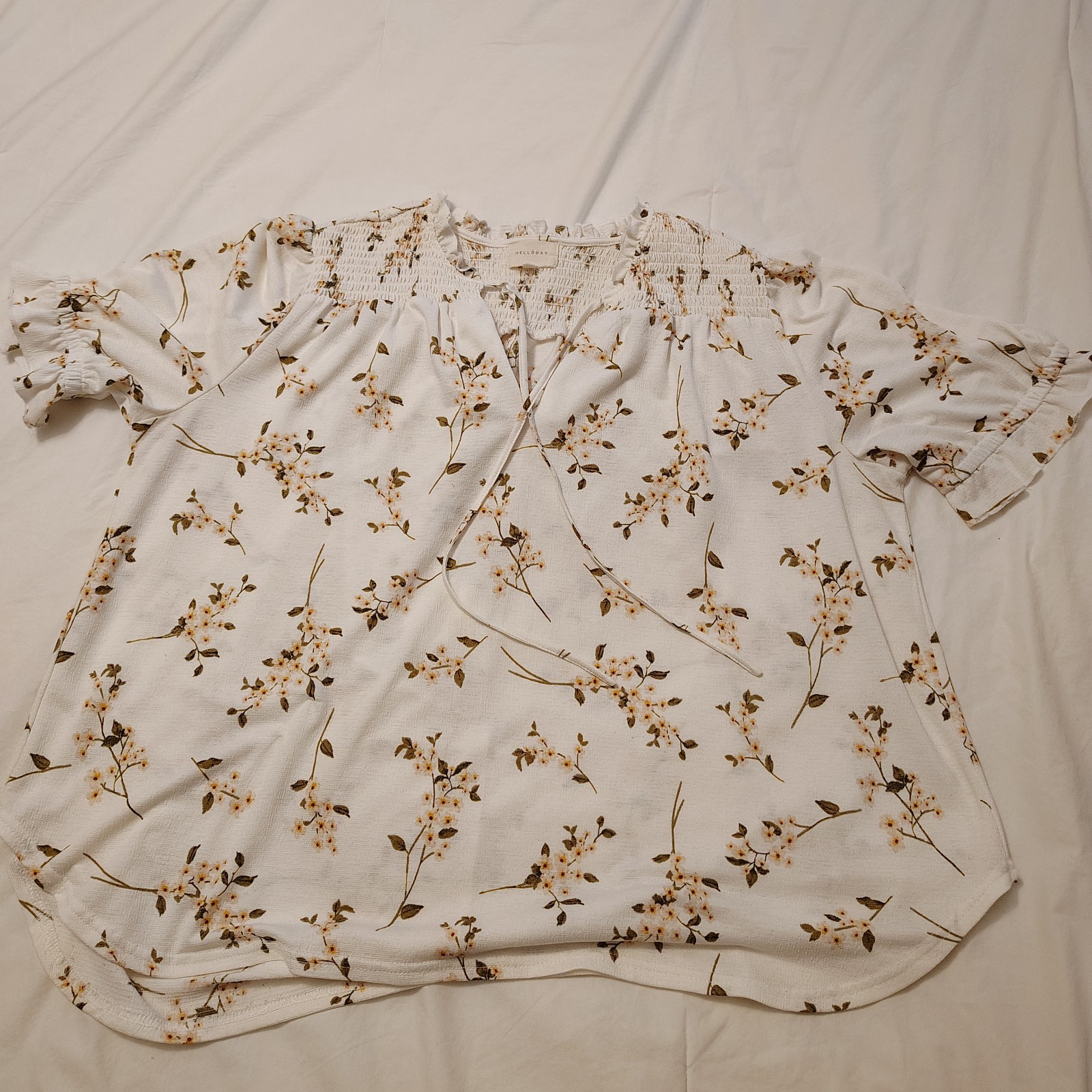 Anthropologie Mellóday Floral Peasant Blouse Women's Size 1L Long Sleeve Boho