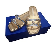 Stuart Weitzman Metallic Knot Slide RoseGold/Bronze  Blue Calzatura Donna Size8