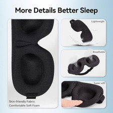 Sleep Mask for Back and Side Sleeper Pack of 3, 100 Light Blocking 3D Eye Ma...