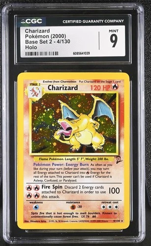 CGC 9 MINT Charizard 2000 Base Set 2 4/130 Holo Pokemon Card