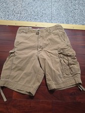 Abercrombie Fitch Y2K Khaki Cargo Military Paratrooper Shorts 30 Drawstrings
