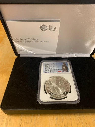 2018 NGC PF70 ULTRA CAMEO Harry & Meghan Royal Wedding Silver