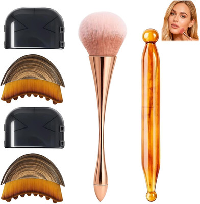 4-Teiliges Set mit Gua Sha Bürste Gesicht und Rose Gold Massagebürste, Lymphbürs