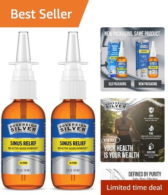 -Active Silver Sinus Relief Nasal Spray (2x4oz)   Drug-Free, Clear Breathing ...