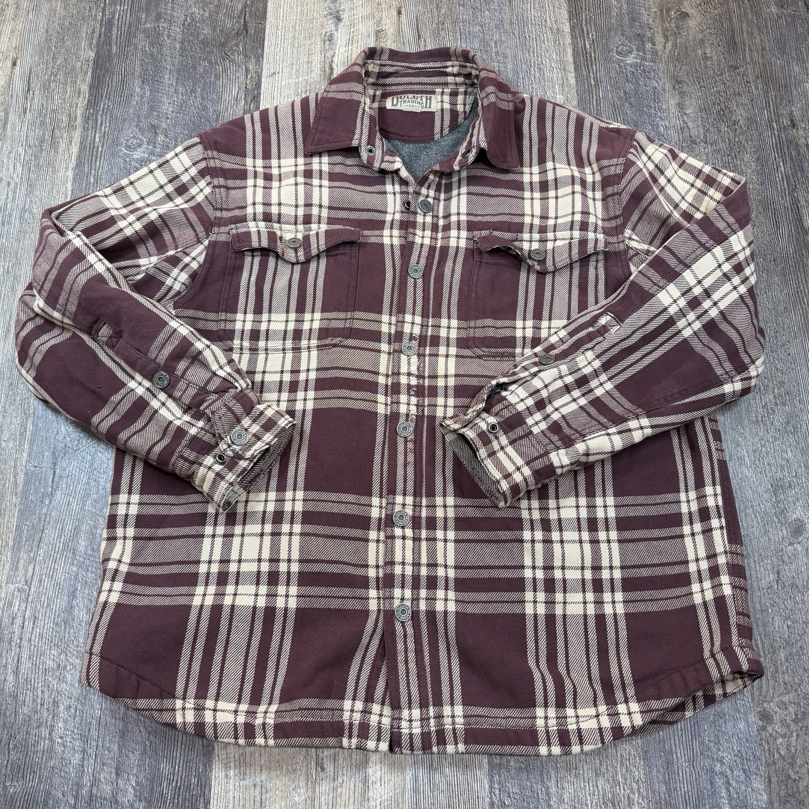 Duluth Trading Co Relaxed Fit Fleece Lined Plaid Shirt Jacket Men’s Large