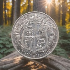 1914 Half Crown Silver Coin, King George 90% Silver Coin